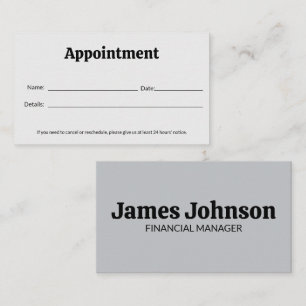 Brushed Silver Retro Bold Serif Desk Name Plate Appointment Card