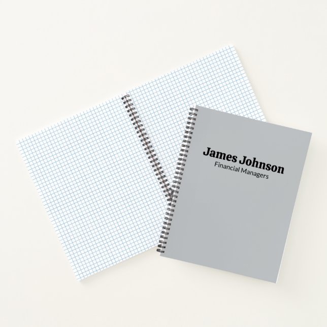 Brushed Silver Retro Bold Serif Desk Name Plate Notebook (Inside)