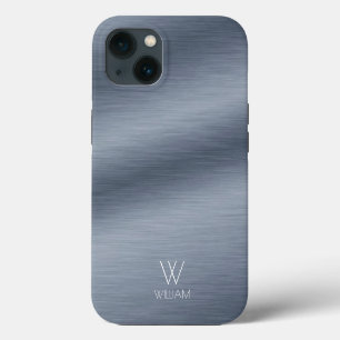 Brushed Stainless Steel DesigPersonalized Monogram iPhone 13 Case