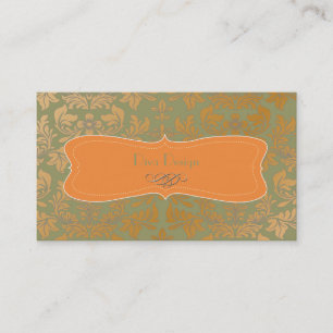 Brushed steel baroque damask business card