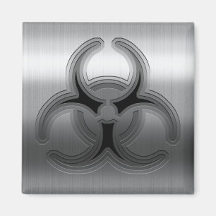Brushed Steel Biohazard Magnet