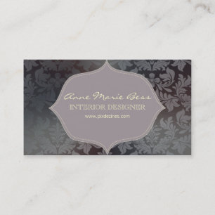 Brushed steel damask, lilac accent business card