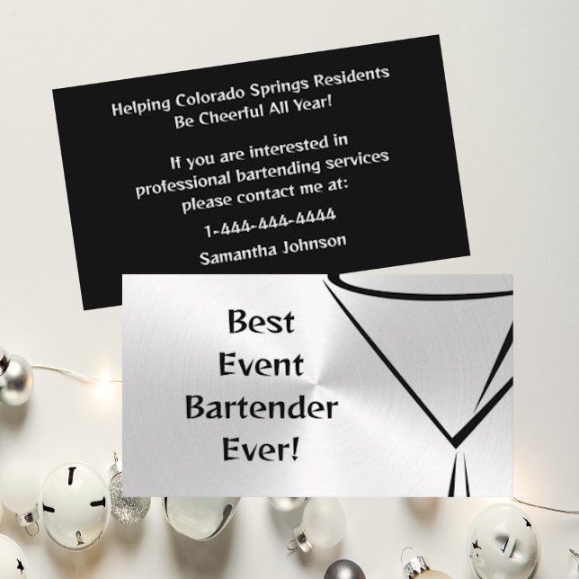 Brushed Steel Event Bartender Business Card (Creator Uploaded)
