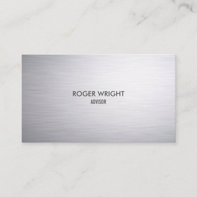 Brushed Steel Modern Professional Business Card (Front)