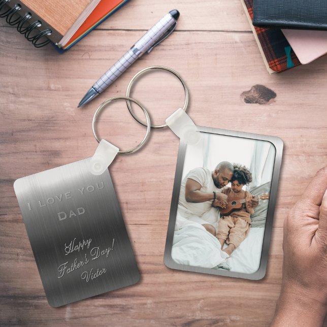 Brushed steel photo frame - Father’s Day Key Ring (Creator Uploaded)