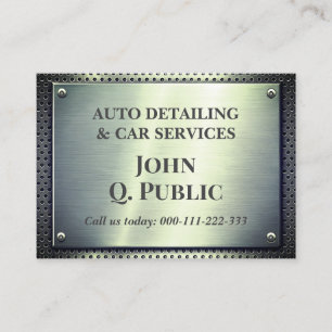 Brushed Steel Silver Car Detailing Service Plate Business Card