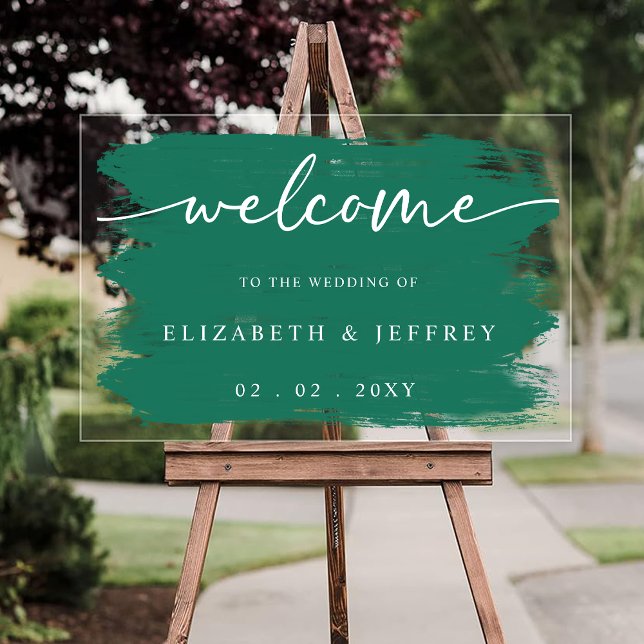 Brushed Stroke Emerald Green Wedding Welcome Sign (Brushed Stroke Emerald Green Wedding Welcome Sign)