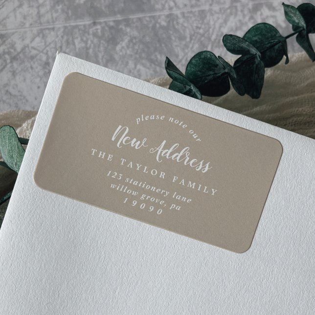 Brushed Tan Please Note Our New Address Label (Creator Uploaded)