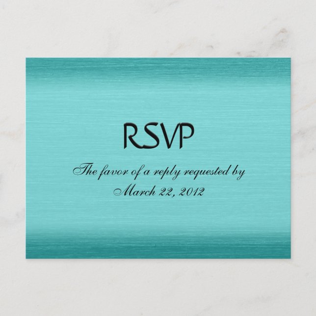 Brushed Teal Blue Menu RSVP (Front)