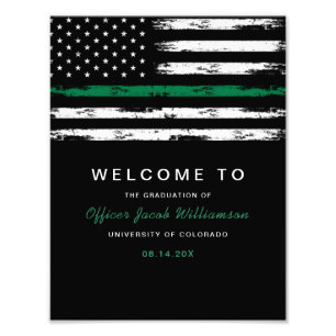 Brushed Thin Green Line Flag Retirement Photo Print