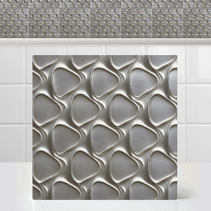 Brushed Titanium Interlocking Retro Metal Pattern Tile