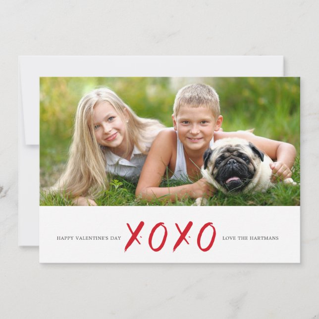 Brushed XOXO Photo Valentine's Day Card (Front)