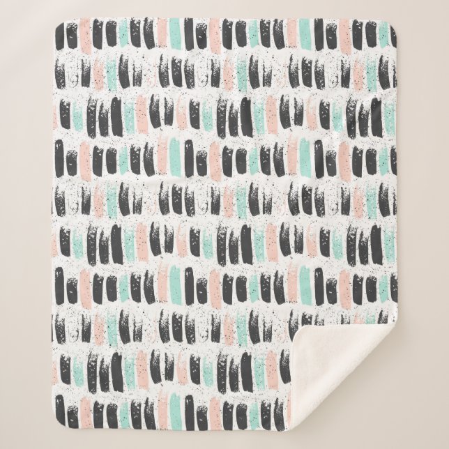 Brushes & Ink Strokes Pattern Sherpa Blanket (Front)