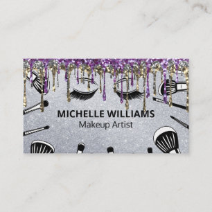 Brushes   Makeup Artist   Glitter Drips Business Card