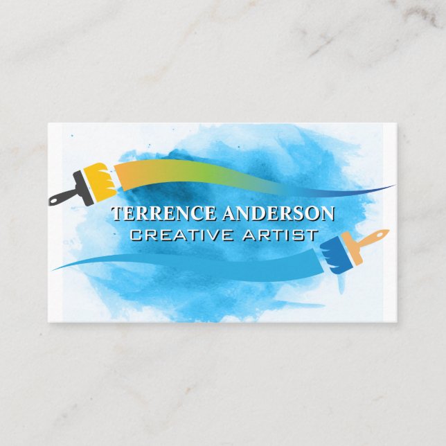 Brushes | Watercolor Brushed Business Card (Front)
