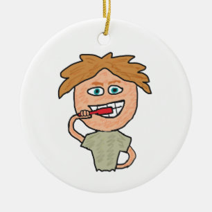 Brushing Teeth Ceramic Tree Decoration