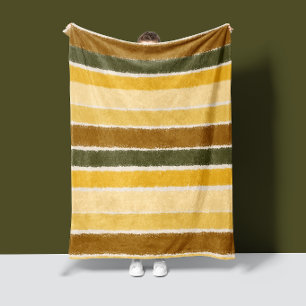 BrushLine-Stripes Warm Earthy Fleece Blanket