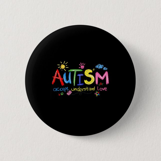Brushstroke Autism Awareness Accept Understand Lov 6 Cm Round Badge (Front)