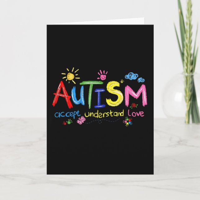Brushstroke Autism Awareness Accept Understand Lov Card (Front)