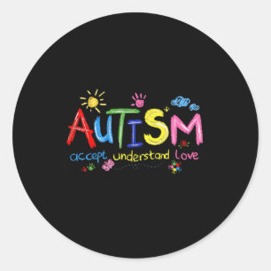 Brushstroke Autism Awareness Accept Understand Lov Classic Round Sticker