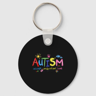 Brushstroke Autism Awareness Accept Understand Lov Key Ring