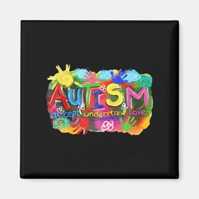 Brushstroke Autism Awareness Accept Understand Lov Magnet (Front)