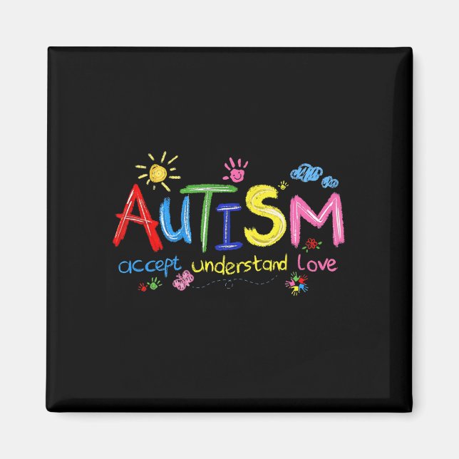 Brushstroke Autism Awareness Accept Understand Lov Magnet (Front)