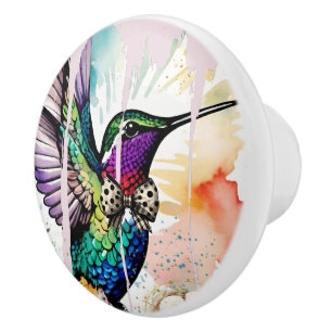 Brushstroke Bird Art Ceramic Knob