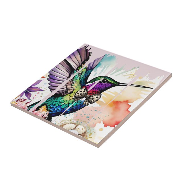 Brushstroke Bird Art Tile (Side)