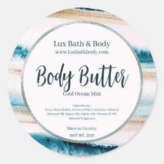 Brushstroke Blue Neutral Silver Chic Product Label