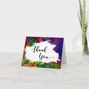 Brushstroke & Colourful Geometric Pattern Thank Yo You Card
