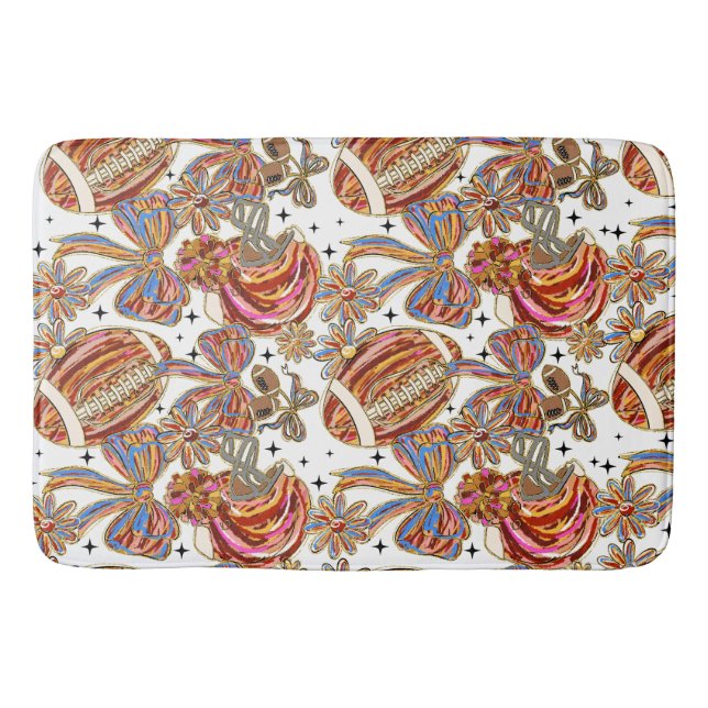 Brushstroke Football Coquette Bath Mat (Front)