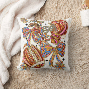 Brushstroke Football Coquette Cushion