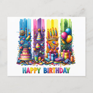 Brushstroke Happy Birthday Postcard