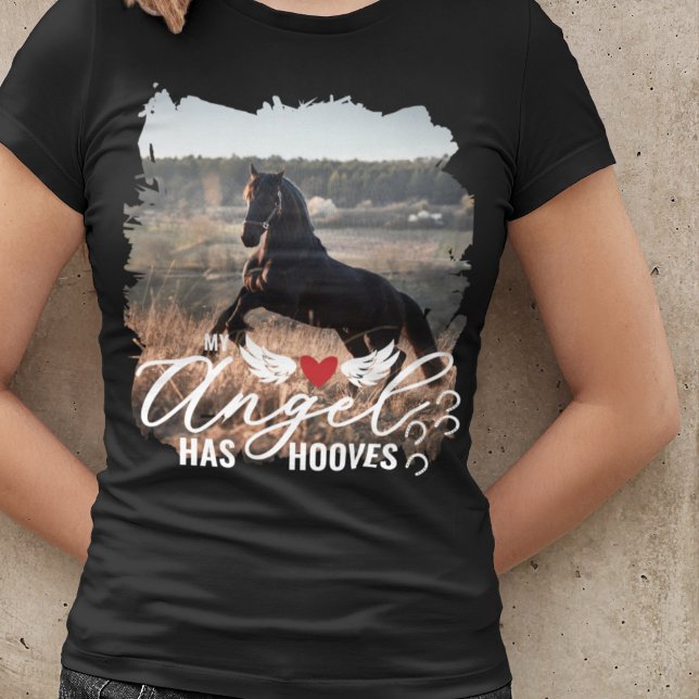 Brushstroke Photo Angel Has Hooves Horse Memorial T-Shirt (Creator Uploaded)