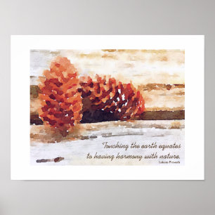 Brushstroke Pine Cones Digital Art Poster