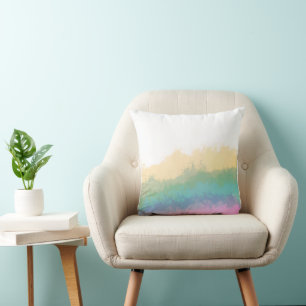 Brushstroke rainbow watercolour cushion