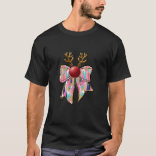 Brushstroke Reindeer Coquette Bow  T-Shirt
