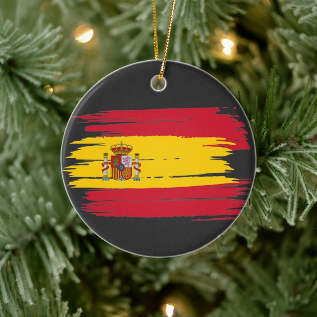 Brushstroke Spain Flag Ceramic Tree Decoration (Tree)