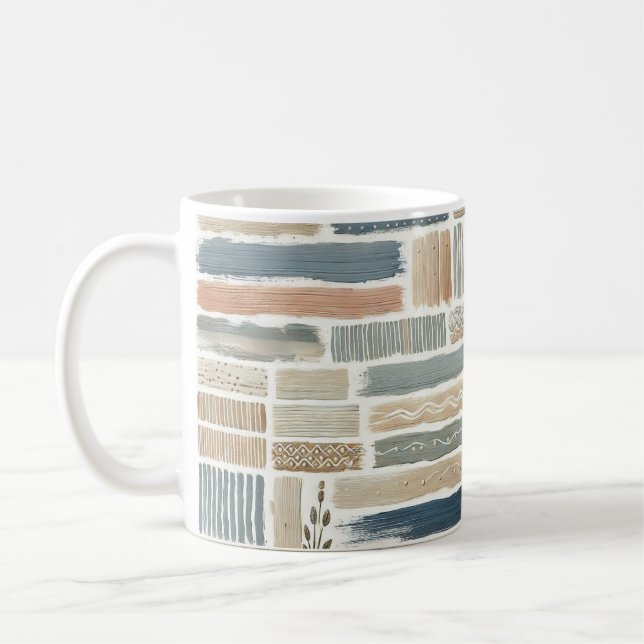 Brushstroke Stripe Coffee Mug with Artistic Flair (Left)