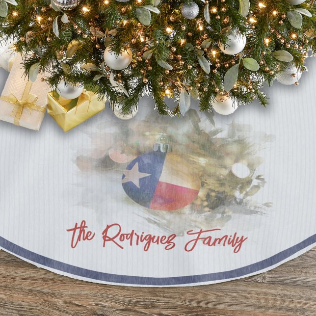 Brushstroke Texas Flag Christmas Ornament Art Brushed Polyester Tree Skirt (Creator Uploaded)
