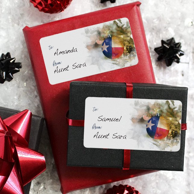 Brushstroke Texas Flag Christmas Ornament Art Gift Label (Creator Uploaded)