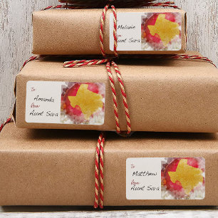 Brushstroke Texas Shape Christmas Ornament Art Label