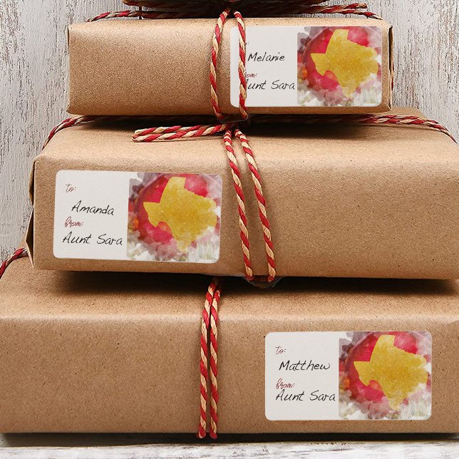 Brushstroke Texas Shape Christmas Ornament Art Label (Creator Uploaded)