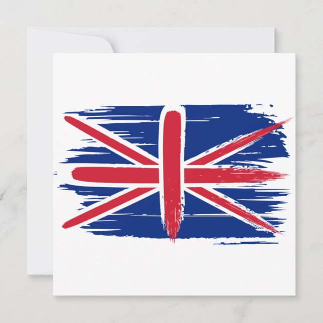 Brushstroke UK Union Jack Flag Flat Greeting Card (Front)