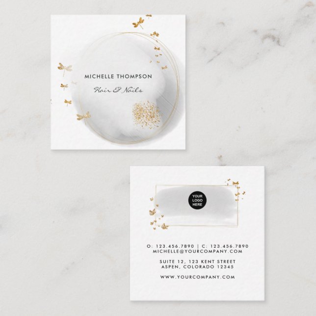 Brushstrokes Doodle Square Business Card (Front/Back)