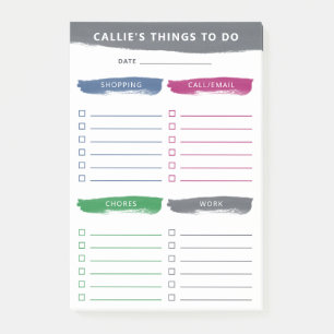 Brushstrokes Four Category To Do List Post-it Notes