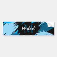 Brushstrokes shades of blue name with monogram