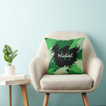 Brushstrokes shades of green name with monogram