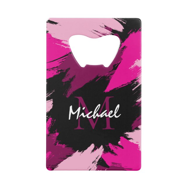 Brushstrokes shades of hot pink name with monogram (Front)